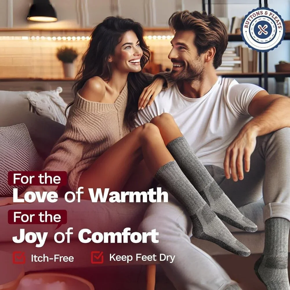 Wool Socks for Men & Women Merino Thermal Warm Cozy Winter Boot Sock